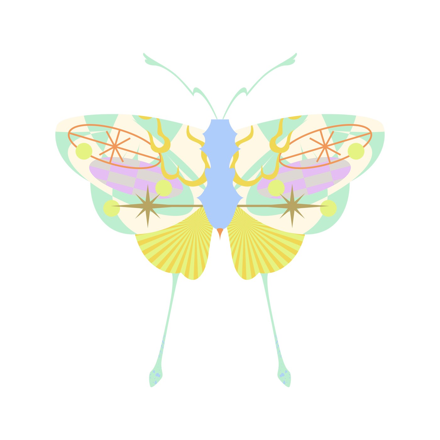 Butterfly rebuilt as flat shapes