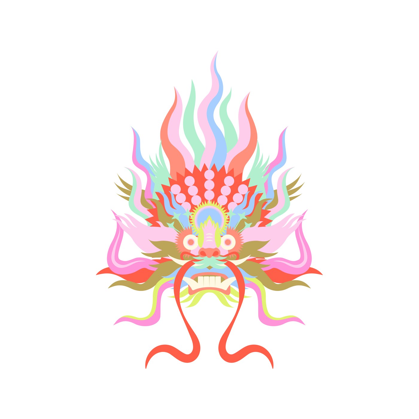 Dragon rebuilt as flat shapes
