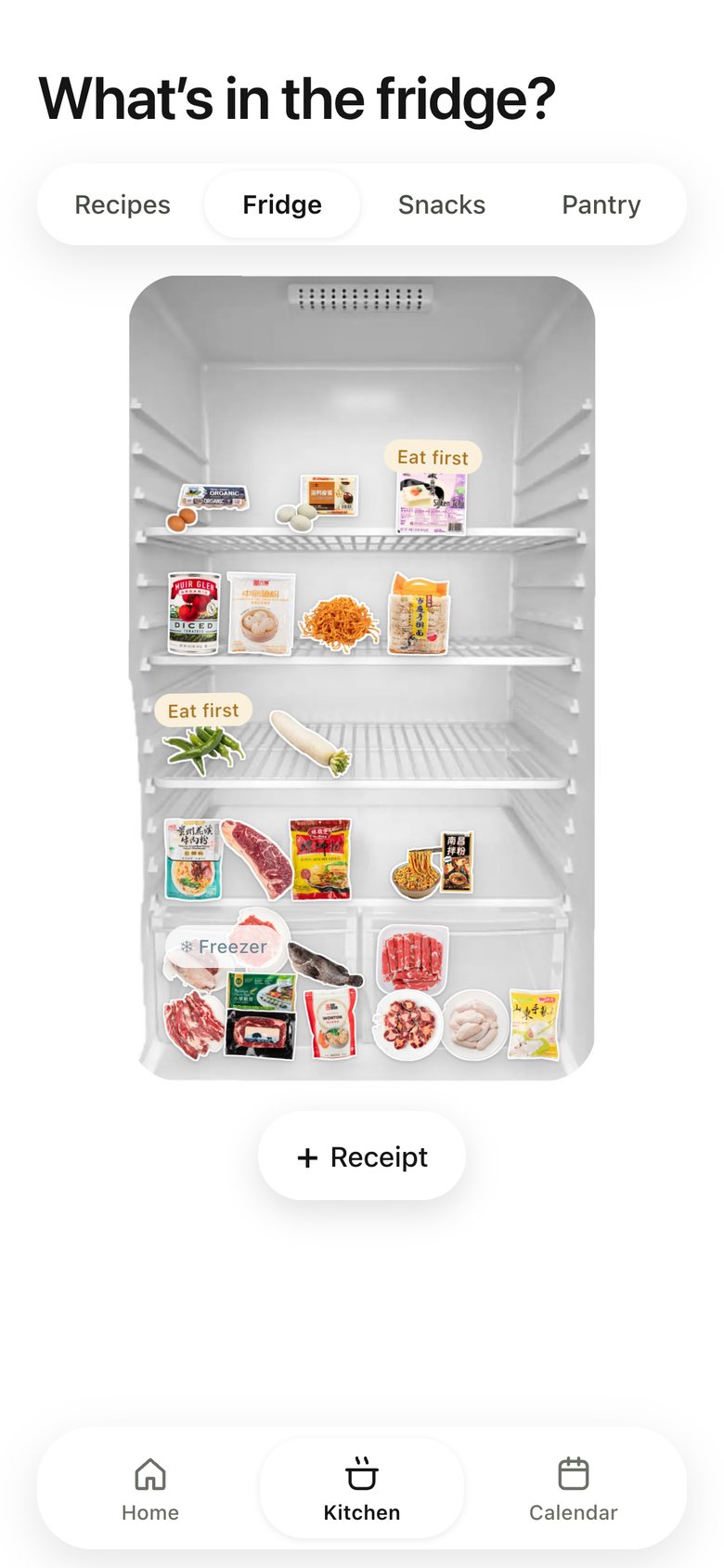 Kitchen · Fridge, version 3: The fridge sized to fit above the nav bar.